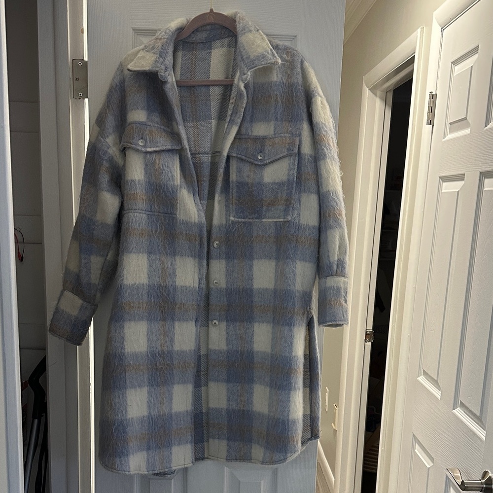 REVOLVE Blue and Cream Teddy Jacket